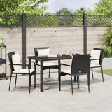 Set da Pranzo per Giardino con cuscino 5 pcs Nero polyrattan