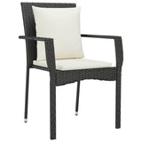 Set da Pranzo per Giardino con cuscino 5 pcs Nero polyrattan