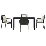 Set da Pranzo per Giardino con cuscino 5 pcs Nero polyrattan