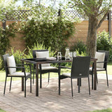 Set da Pranzo per Giardino con cuscino 5 pcs Nero polyrattan