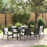 Set da Pranzo per Giardino con cuscino 7 pcs Nero polyrattan