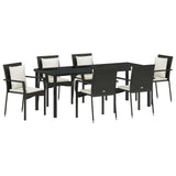 Set da Pranzo per Giardino con cuscino 7 pcs Nero polyrattan
