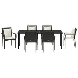 Set da Pranzo per Giardino con cuscino 7 pcs Nero polyrattan