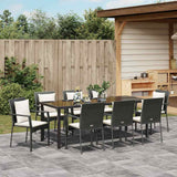 Set da Pranzo per Giardino con cuscino 9 pcs Nero polyrattan