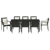 Set da Pranzo per Giardino con cuscino 9 pcs Nero polyrattan