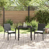 Set da Pranzo per Giardino con cuscino 3 pcs Nero polyrattan