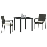 Set da Pranzo per Giardino con cuscino 3 pcs Nero polyrattan