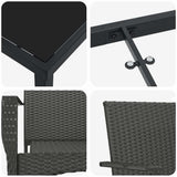 Set da Pranzo per Giardino con cuscino 9 pcs Nero polyrattan
