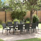 Set da Pranzo per Giardino con cuscino 9 pcs Nero polyrattan
