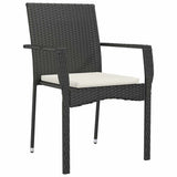 Set da Pranzo per Giardino con cuscino 9 pcs Nero polyrattan
