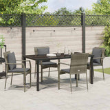 Set da Pranzo per Giardino con cuscino 5 pcs Grigio polyrattan