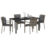 Set da Pranzo per Giardino con cuscino 5 pcs Grigio polyrattan
