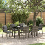 Set da Pranzo per Giardino con cuscino 7 pcs Grigio polyrattan