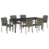 Set da Pranzo per Giardino con cuscino 7 pcs Grigio polyrattan