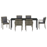 Set da Pranzo per Giardino con cuscino 7 pcs Grigio polyrattan