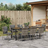 Set da Pranzo per Giardino con cuscino 9 pcs Grigio polyrattan