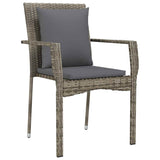 Set da Pranzo per Giardino con cuscino 9 pcs Grigio polyrattan