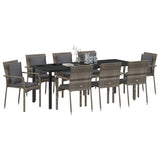 Set da Pranzo per Giardino con cuscino 9 pcs Grigio polyrattan