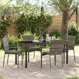 Set da Pranzo per Giardino con cuscino 5 pcs Grigio polyrattan