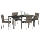Set da Pranzo per Giardino con cuscino 5 pcs Grigio polyrattan