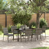 Set da Pranzo per Giardino con cuscino 7 pcs Grigio polyrattan