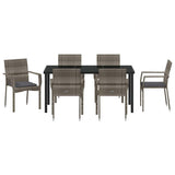 Set da Pranzo per Giardino con cuscino 7 pcs Grigio polyrattan