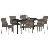 Set da Pranzo per Giardino con cuscino 7 pcs Grigio polyrattan