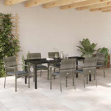 Set da Pranzo per Giardino con cuscino 7 pcs Grigio polyrattan