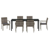 Set da Pranzo per Giardino con cuscino 7 pcs Grigio polyrattan