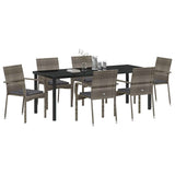 Set da Pranzo per Giardino con cuscino 7 pcs Grigio polyrattan
