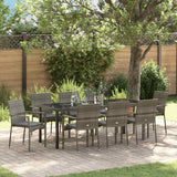 Set da Pranzo per Giardino con cuscino 9 pcs Grigio polyrattan
