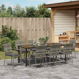 Set da Pranzo per Giardino con cuscino 9 pcs Grigio polyrattan