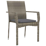 Set da Pranzo per Giardino con cuscino 9 pcs Grigio polyrattan