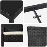 Set da Pranzo per Giardino con cuscino 5 pcs Nero polyrattan