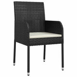 Set da Pranzo per Giardino con cuscino 5 pcs Nero polyrattan