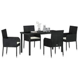 Set da Pranzo per Giardino con cuscino 5 pcs Nero polyrattan