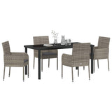 Set da Pranzo per Giardino con cuscino 5 pcs Grigio polyrattan