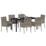 Set da Pranzo per Giardino con cuscino 7 pcs Grigio polyrattan