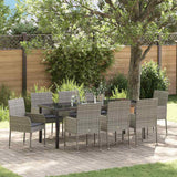 Set da Pranzo per Giardino con cuscino 9 pcs Grigio polyrattan