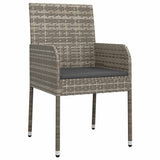Set da Pranzo per Giardino con cuscino 9 pcs Grigio polyrattan