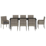 Set da Pranzo per Giardino con cuscino 9 pcs Grigio polyrattan