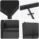 Set da Pranzo per Giardino con cuscino 7 pcs Nero polyrattan