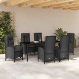 Set da Pranzo per Giardino con cuscino 7 pcs Nero polyrattan