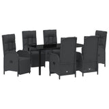 Set da Pranzo per Giardino con cuscino 7 pcs Nero polyrattan
