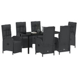 Set da Pranzo per Giardino con cuscino 7 pcs Nero polyrattan