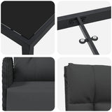 Set da Pranzo per Giardino con cuscino 7 pcs Nero polyrattan