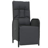 Set da Pranzo per Giardino con cuscino 7 pcs Nero polyrattan