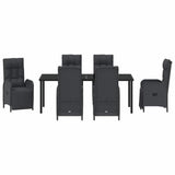 Set da Pranzo per Giardino con cuscino 7 pcs Nero polyrattan