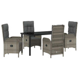 Set da Pranzo per Giardino con cuscino 5 pcs Grigio polyrattan
