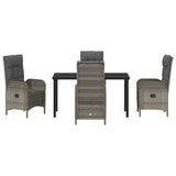 Set da Pranzo per Giardino con cuscino 5 pcs Grigio polyrattan